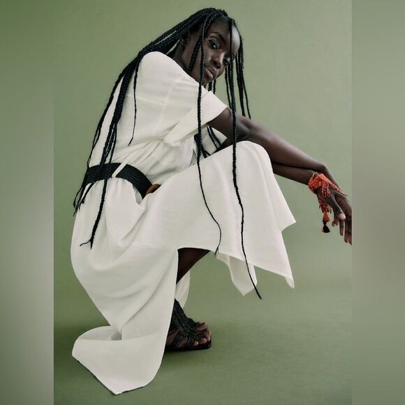 Zara Linen Blend Shirt Dress Belted New - Picture 4 of 10